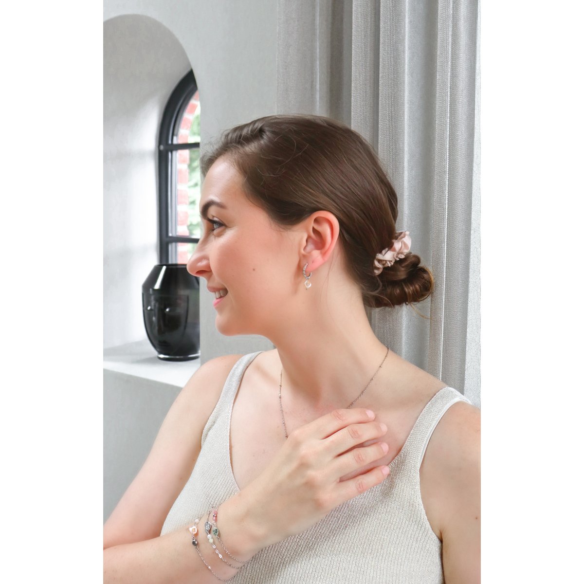 Dzi-Achat-Ohrringe – Silber