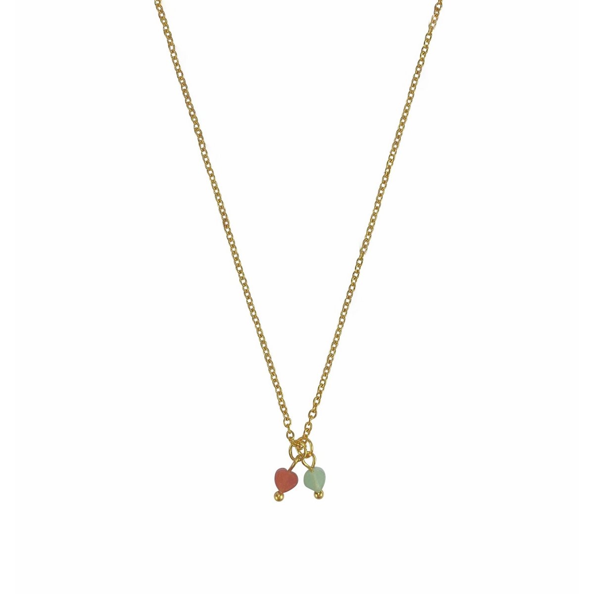 Halskette Aventurin-Herzen - Gold