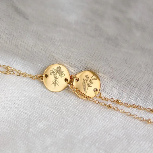 Geburtsblumen-Armband, goldfarben – Monat wählbar