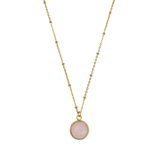 Halskette Rosenquarz – Gold