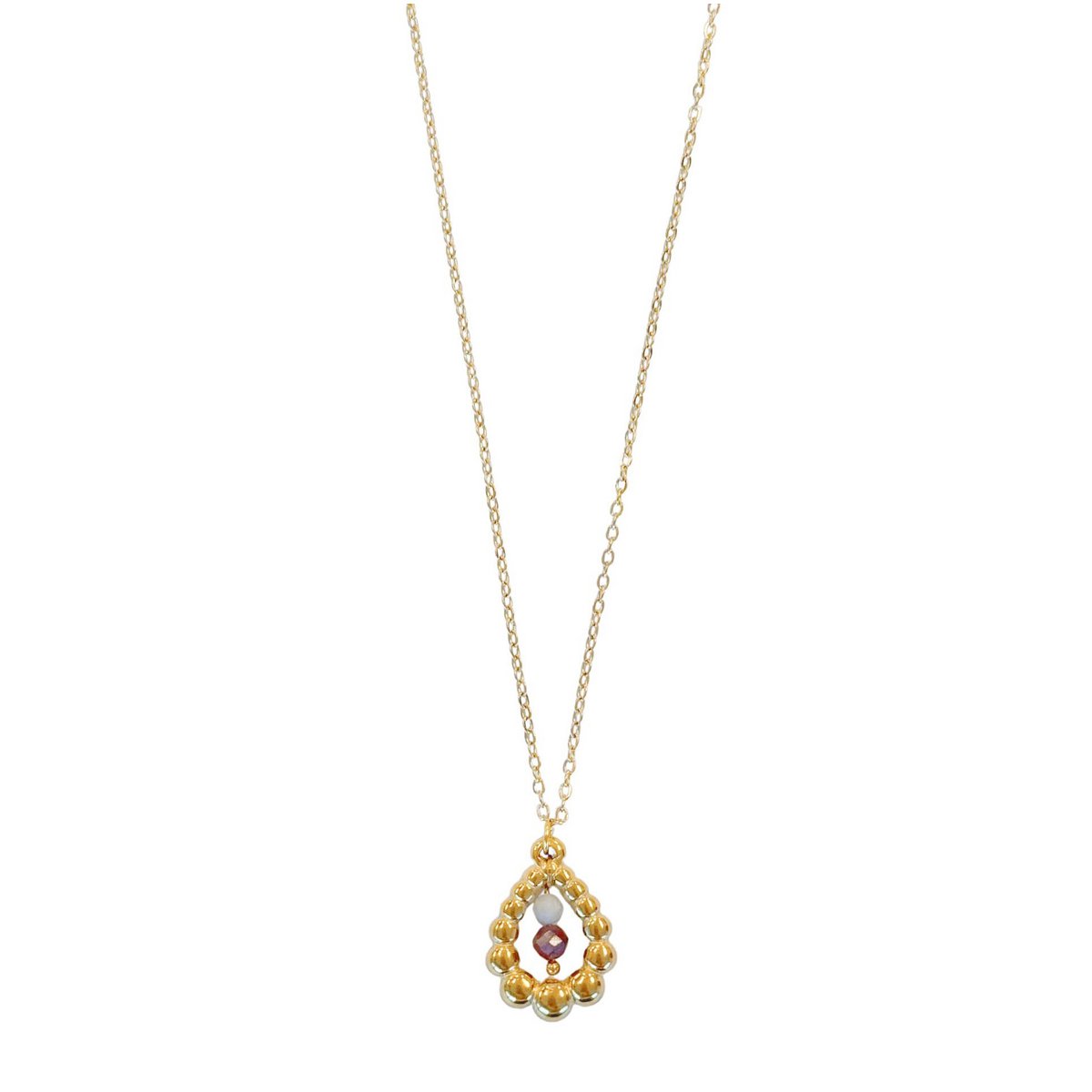 Lange Halskette Mondstein & Lepidolit – Gold