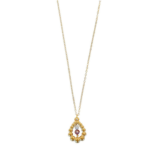 Lange Halskette Mondstein & Lepidolit – Gold