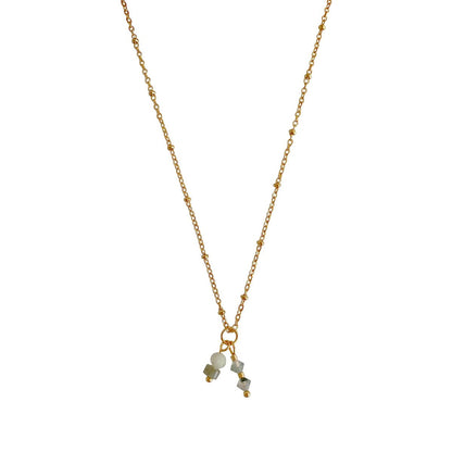 Halskette Moosachat, Jade & Labradorit – Gold