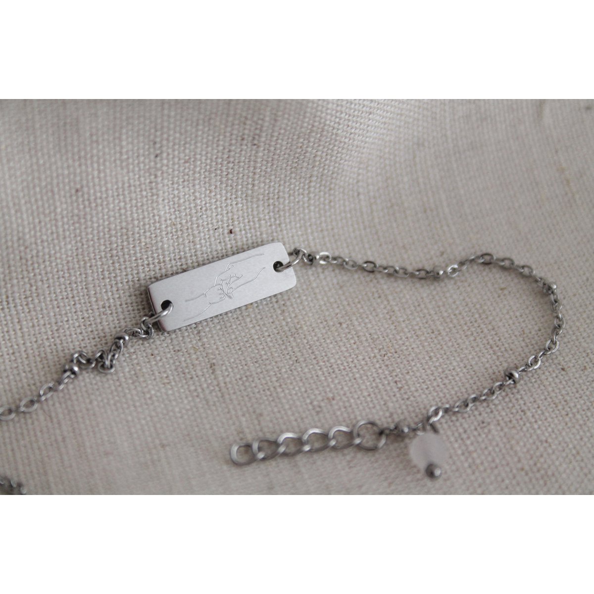 Armband Mutter und Kind & Rosenquarz – Silber