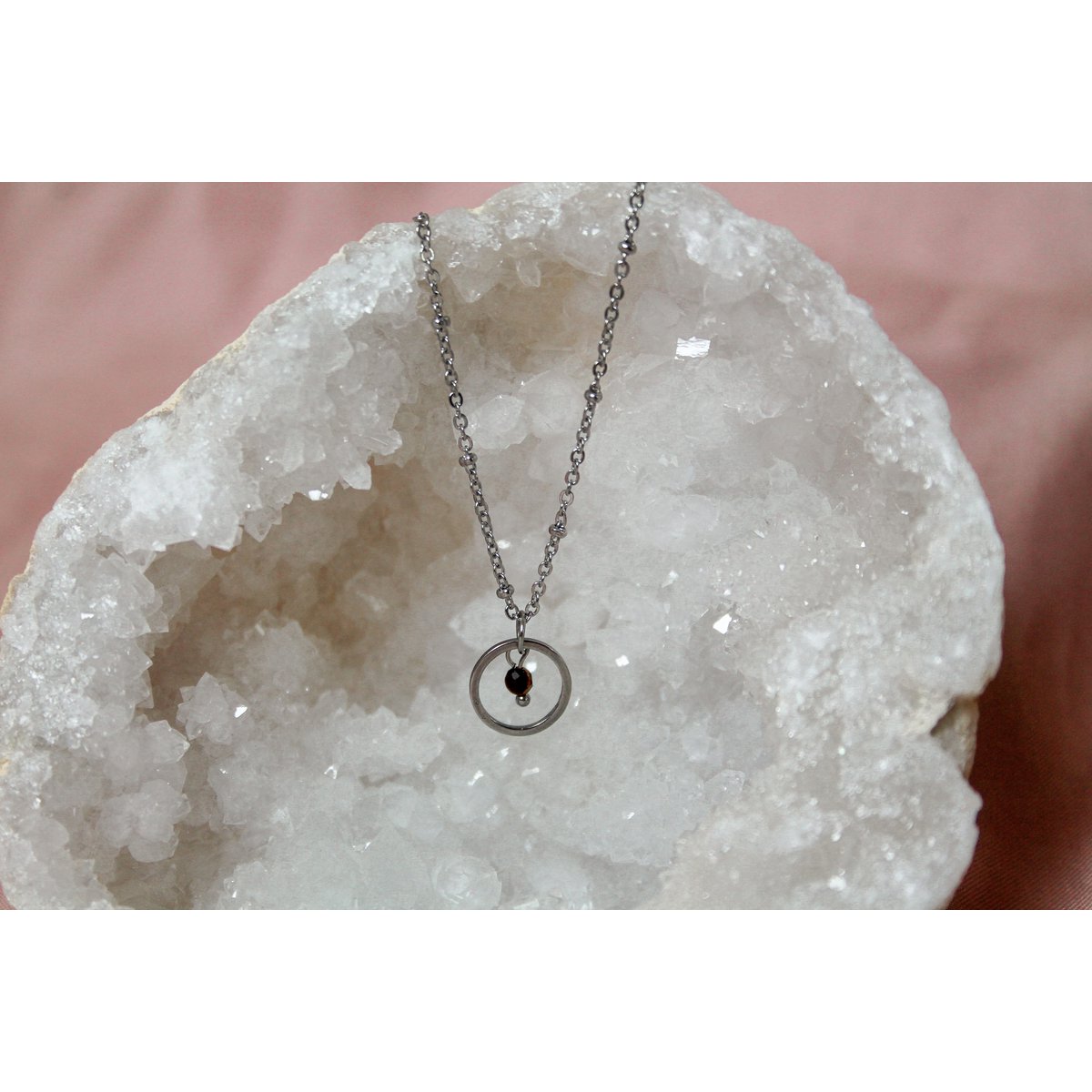 Halskette Tigerauge Ring - Silber