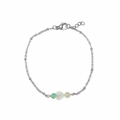 Armband Türkis, Muschelherz & Mondstein - Silber
