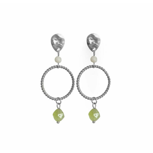 Statement-Ohrringe Peridot und Mondstein – Silber