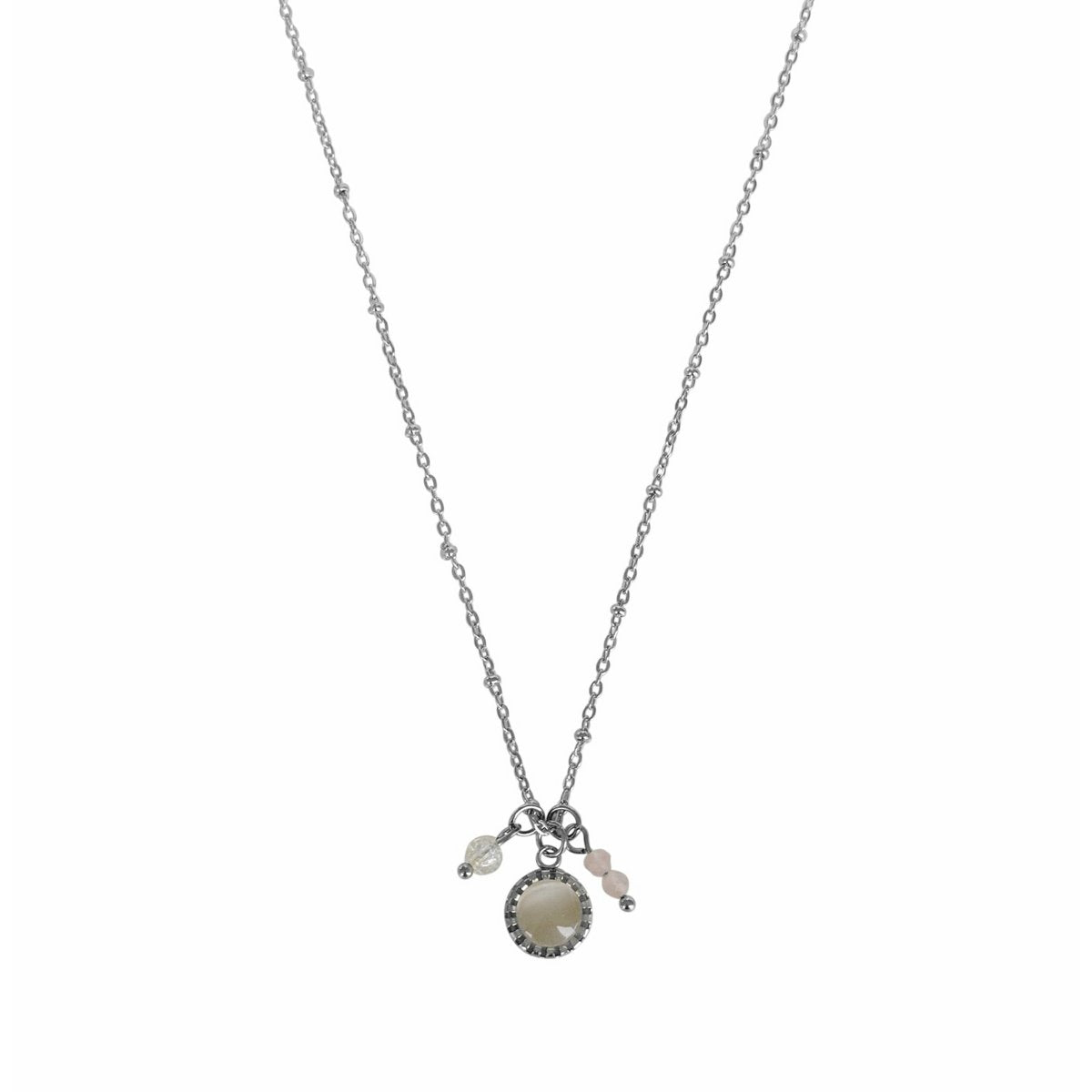Halskette Cat's Eye & Rosenquarz – Silber