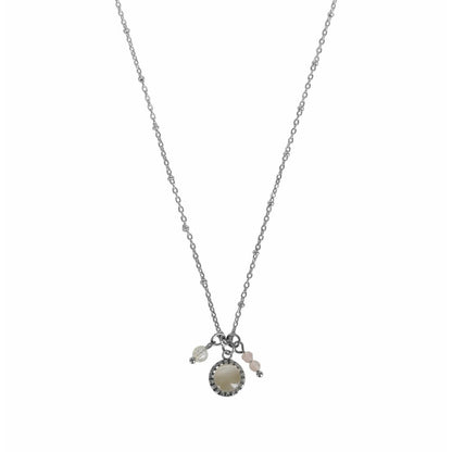 Halskette Cat's Eye & Rosenquarz – Silber