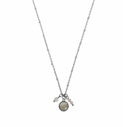 Halskette Cat's Eye & Rosenquarz – Silber