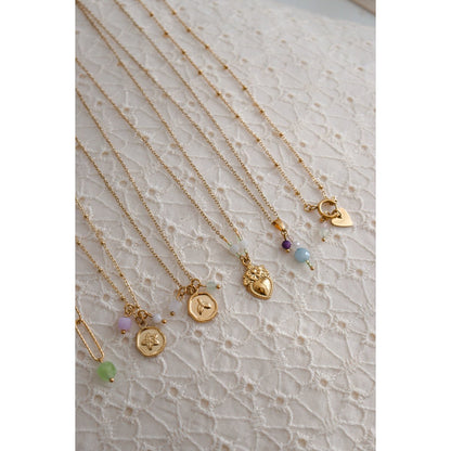 Halskette Mondstein, Chalcedon und Seestern – Gold