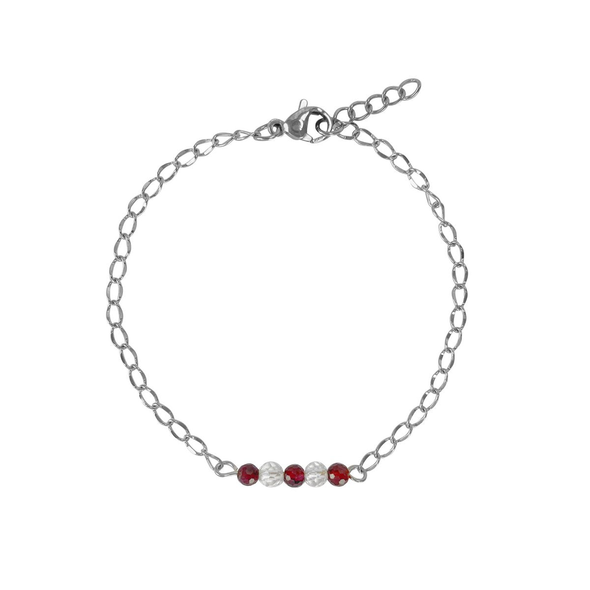 Armband Bergkristall & Granat - Silber