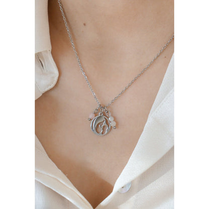 Mutter & Baby Mondstein-Rosenquarz-Halskette – Silber