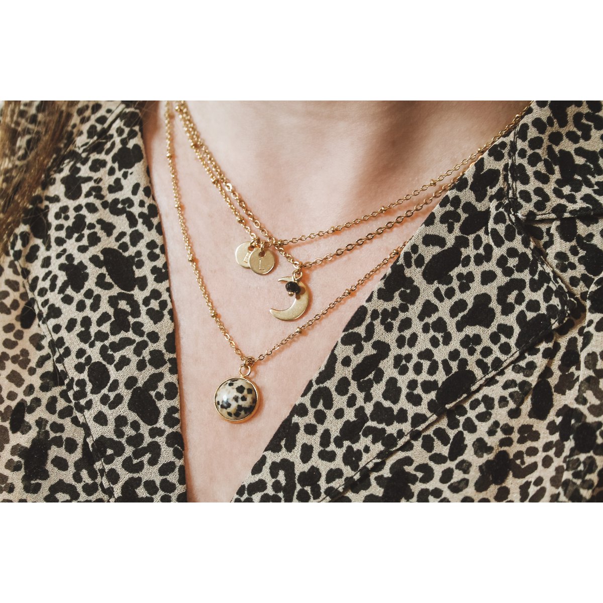 Halskette Dalmatiner Jaspis – Gold