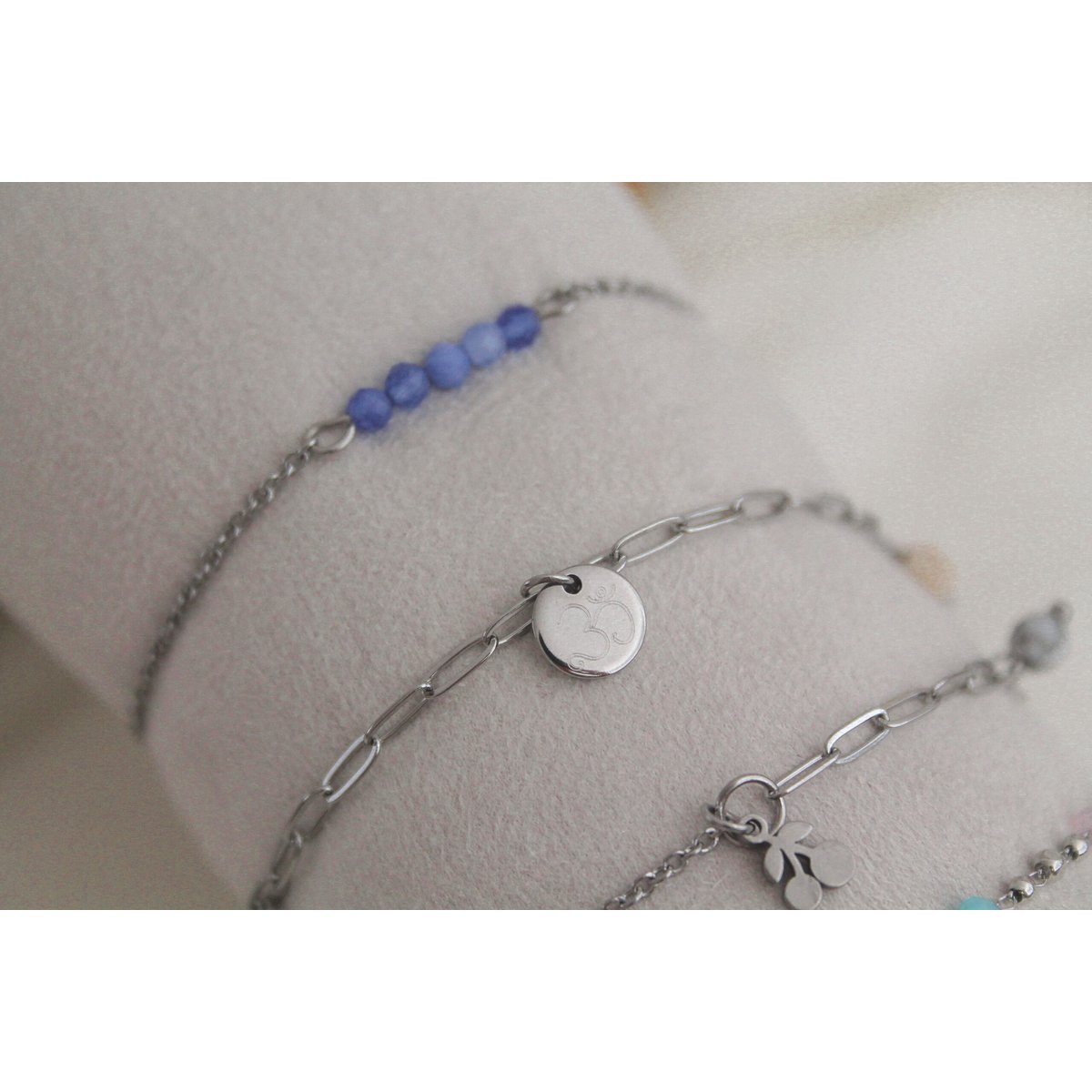 Armband Ohm Charm & Jade – Silber