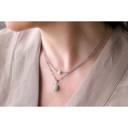 Halskette Amazonit - Silber