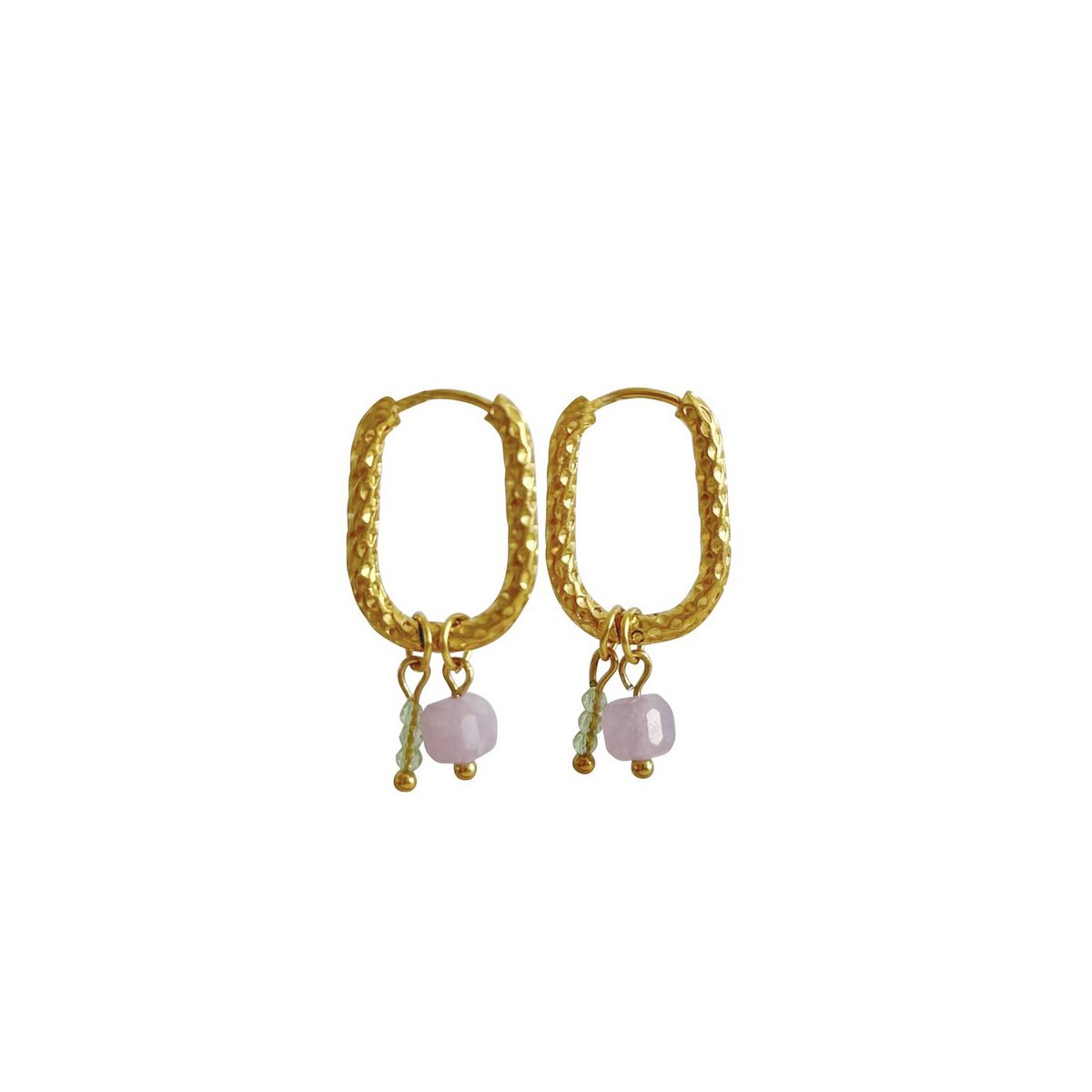 Ovale Chalcedon- und Jade-Ohrringe – Gold