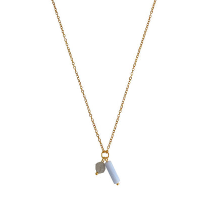 Aquamarin- und Achat-Halskette – Gold