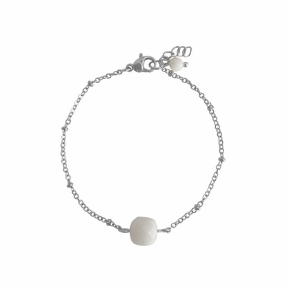 Facettiertes Mondstein-Armband – Silber