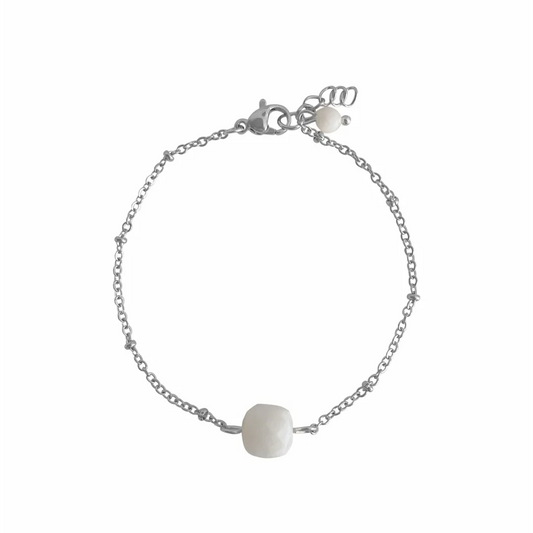 Facettiertes Mondstein-Armband – Silber