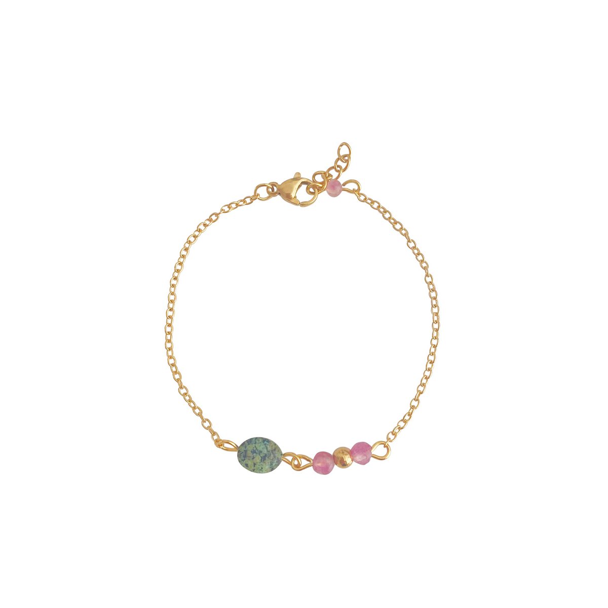 Afrikanisches Türkis- und Turmalin-Armband – Gold