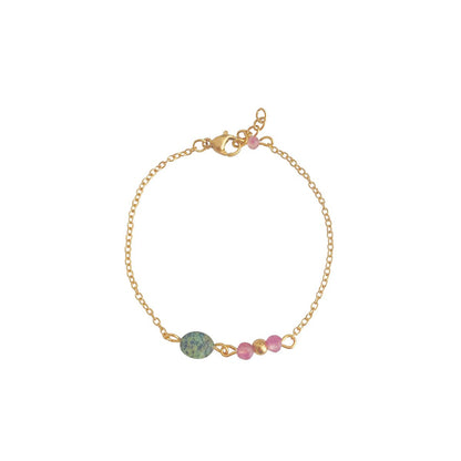 Afrikanisches Türkis- und Turmalin-Armband – Gold