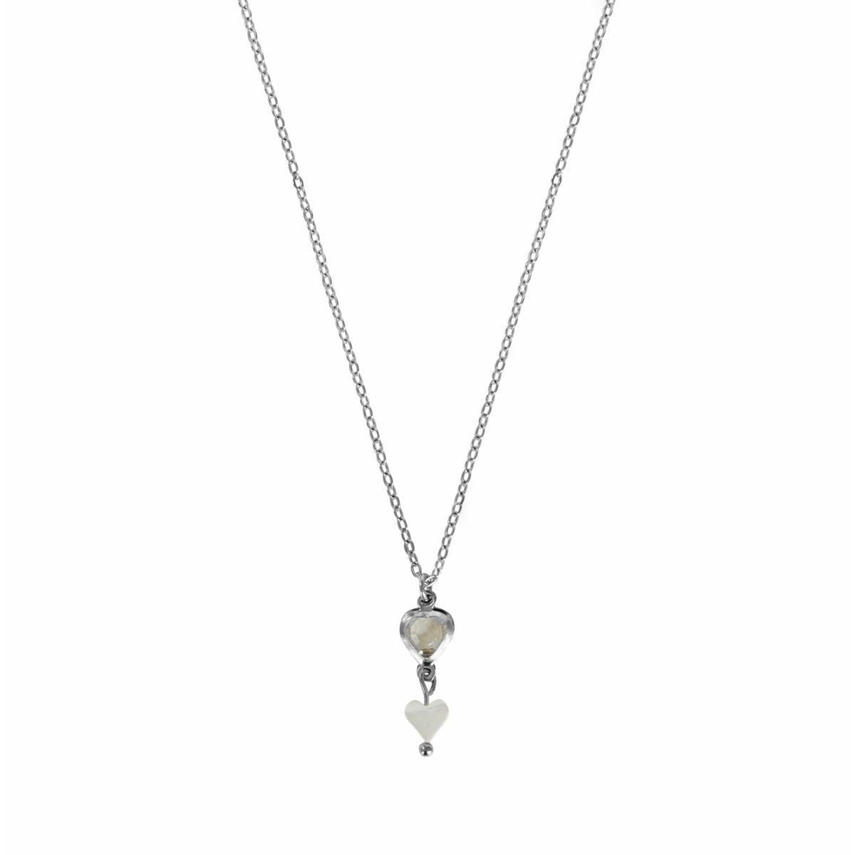 Armband Bergkristall & Muschelherz – Silber