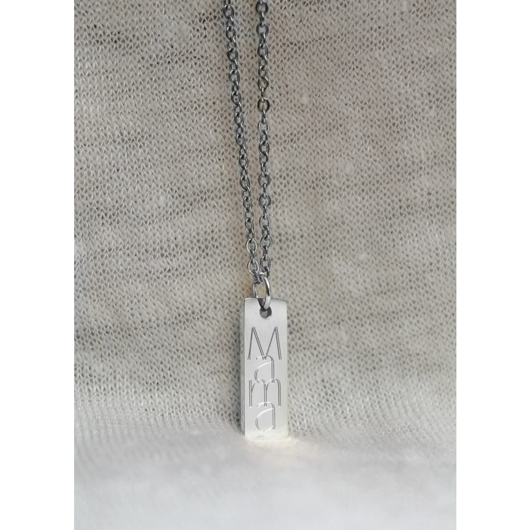 Halskette Mama Gravurplatte - Silber