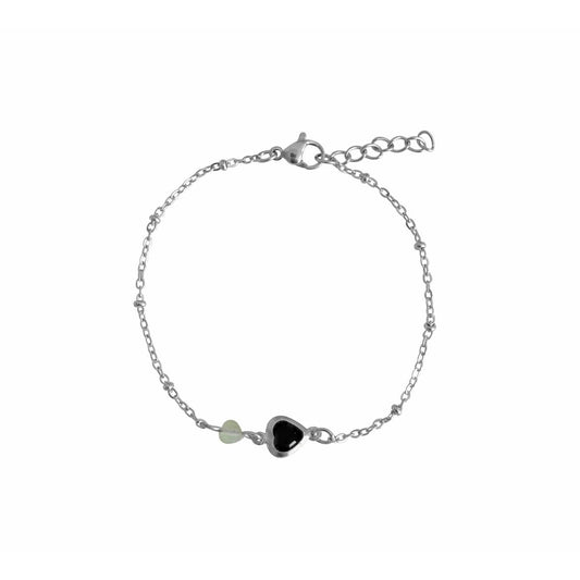Herzarmband aus Aventurin und Kristall – Silber