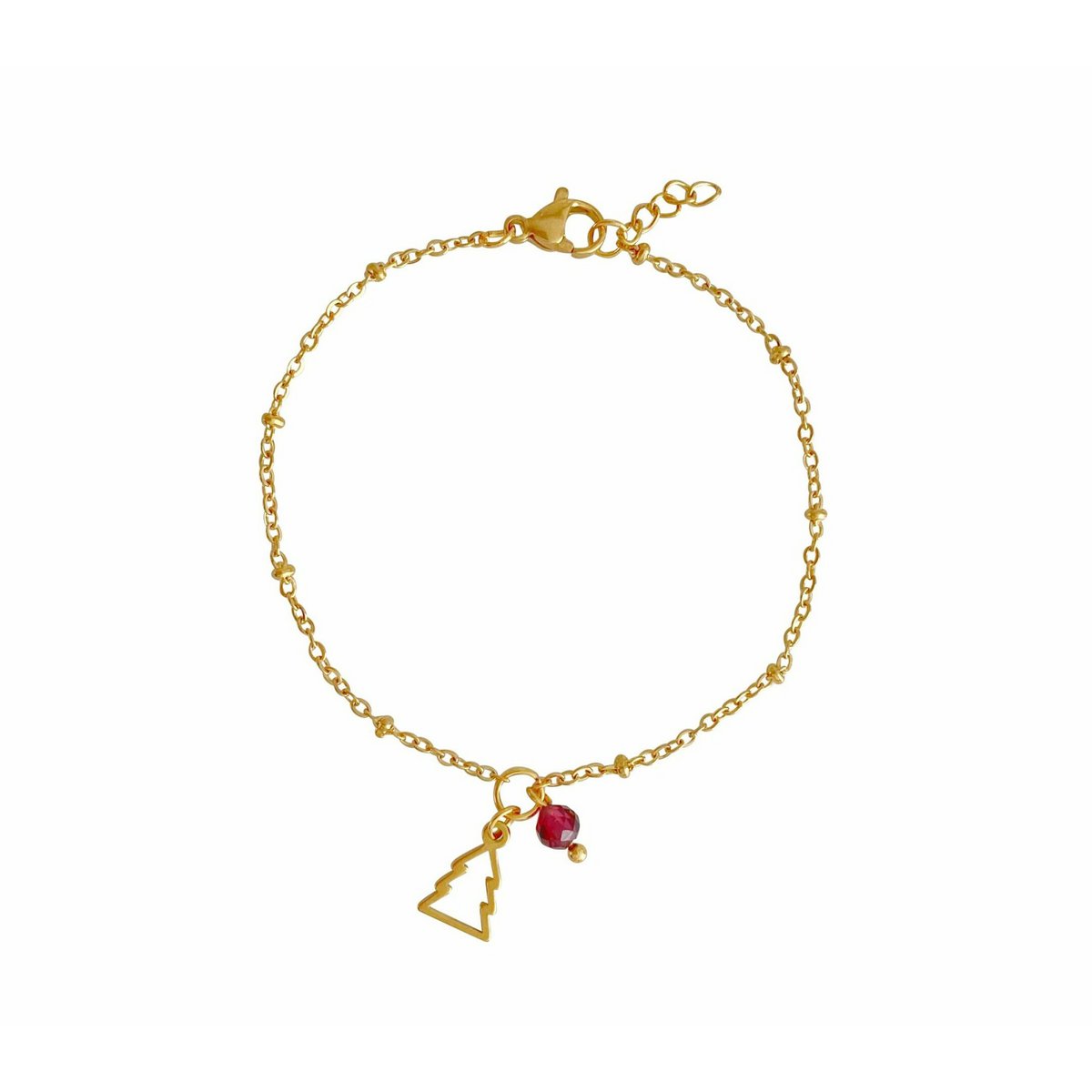Armband Weihnachtsbaum & Granat – Gold