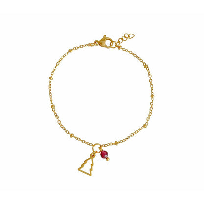 Armband Weihnachtsbaum & Granat – Gold