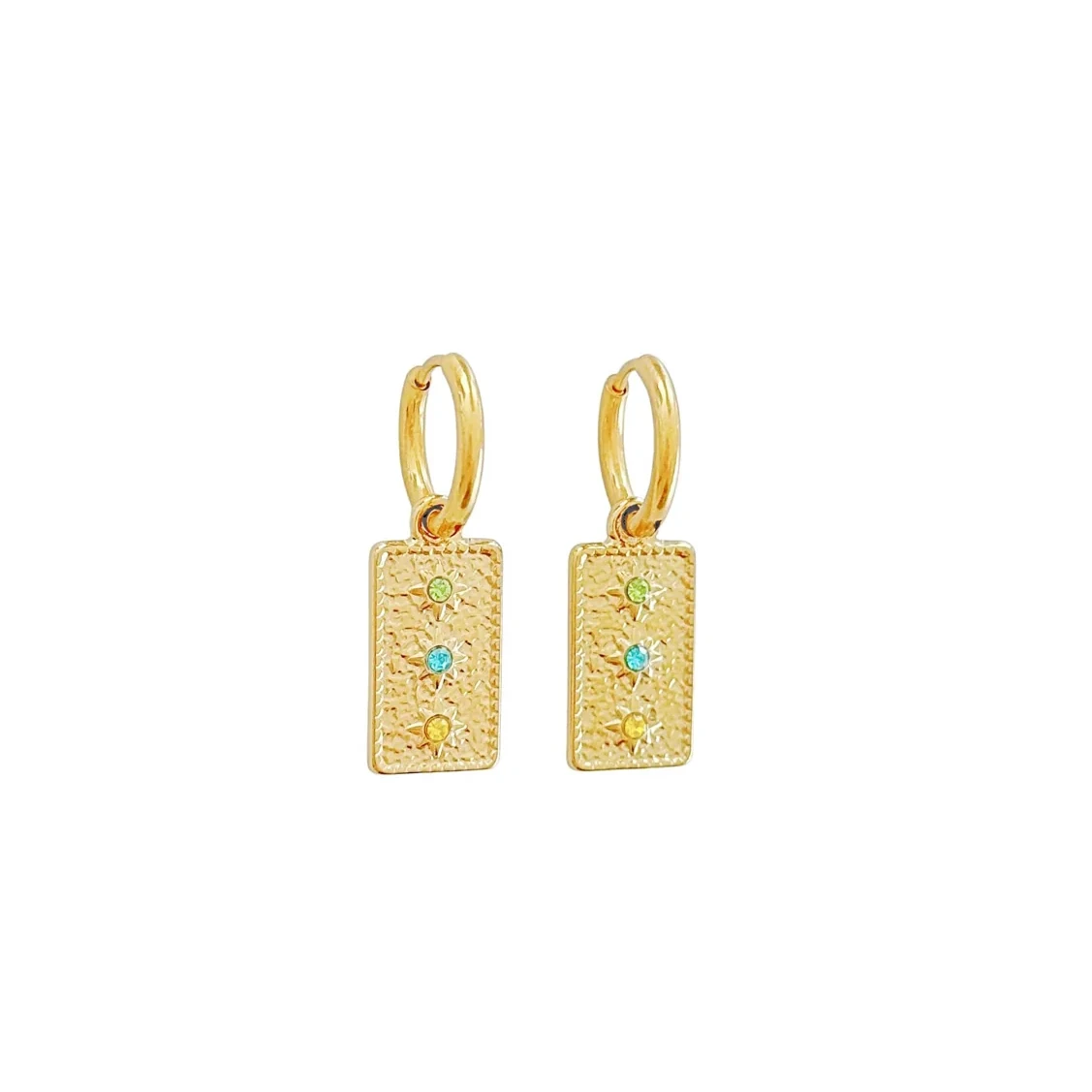 Ohrringe Zirkonia Dreifarbig – Gold