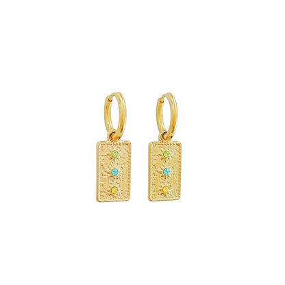 Ohrringe Zirkonia Dreifarbig – Gold