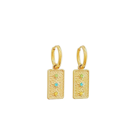 Ohrringe Zirkonia Dreifarbig – Gold