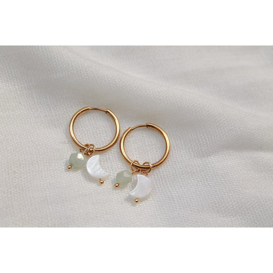 Ohrringe Muschelmond & Aventurin - Gold