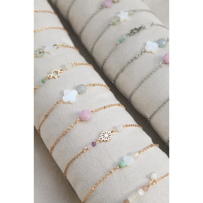 Armband Türkis, Muschelherz & Mondstein - Gold