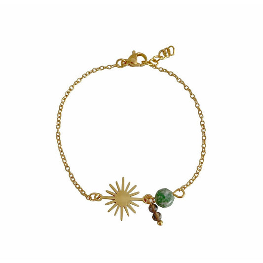 Armband aus Rauchquarz und grünem Punktjaspis – Gold