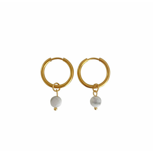 Ohrringe Howlith Facette – Gold