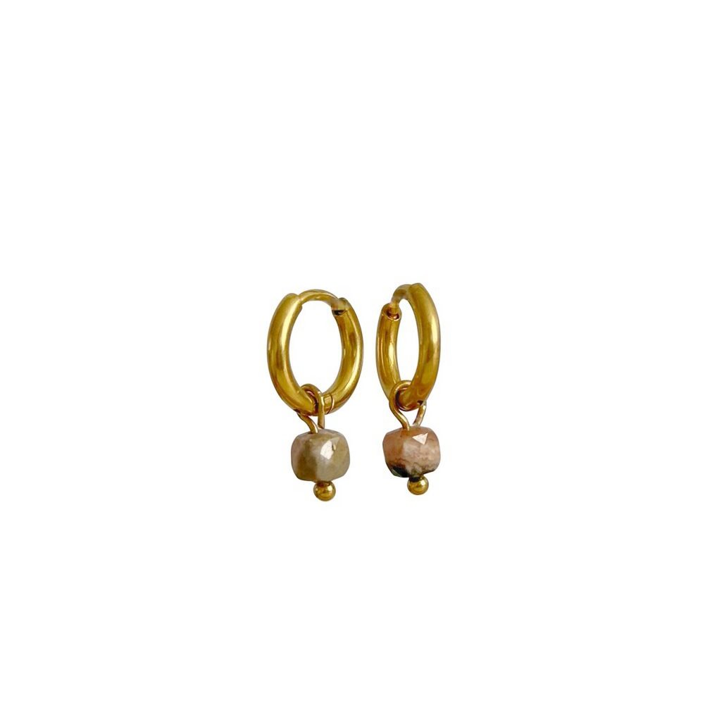 Rhodochrosit-Ohrringe – Gold