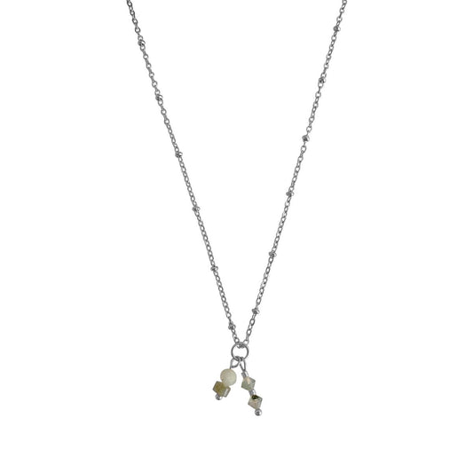 Halskette Moosachat, Jade & Labradorit – Silber