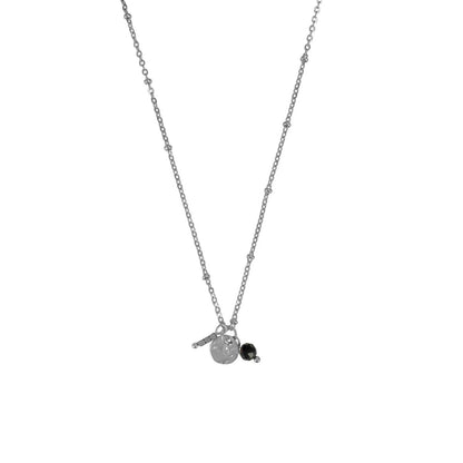 Halskette Gold Obsidian & Hämatit - Silber