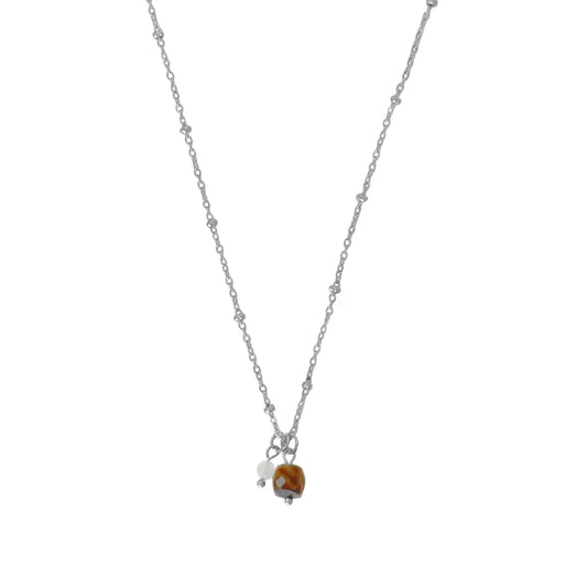 Halskette mit Tigerauge und Mondstein – Silber