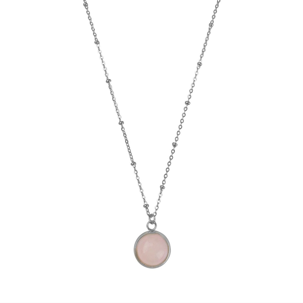 Halskette Rosenquarz – Silber