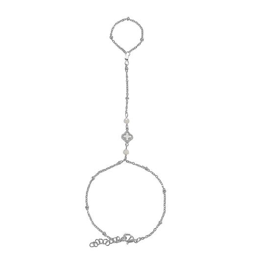 Handkette Mondstein & Kleeblatt – Silber