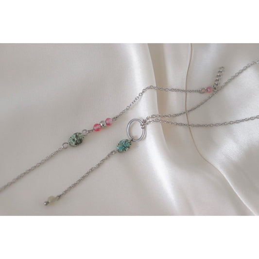 Afrikanisches Türkis- und Turmalin-Armband – Silber
