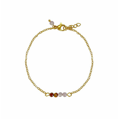 Armband Tigerauge & Kunzit - Gold