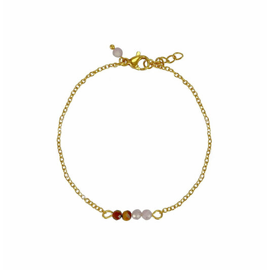 Armband Tigerauge & Kunzit - Gold