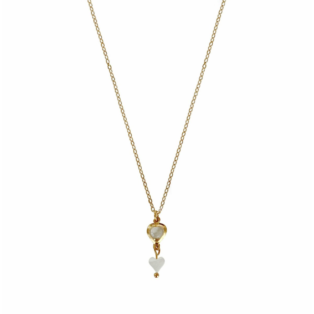 Armband Bergkristall & Muschelherz – Gold