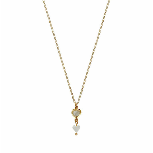 Armband Bergkristall & Muschelherz – Gold