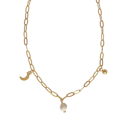 Halskette Mond, Kugel & Jade – Gold